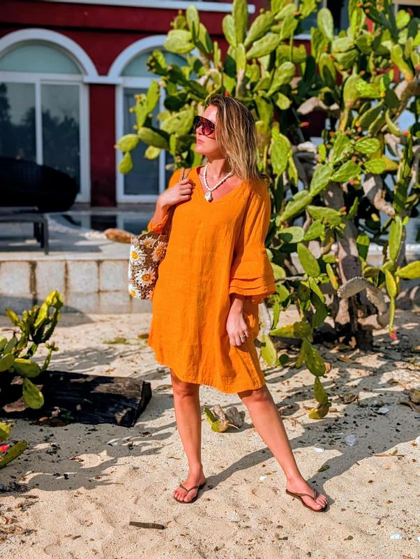 Ruffle Linen Dress