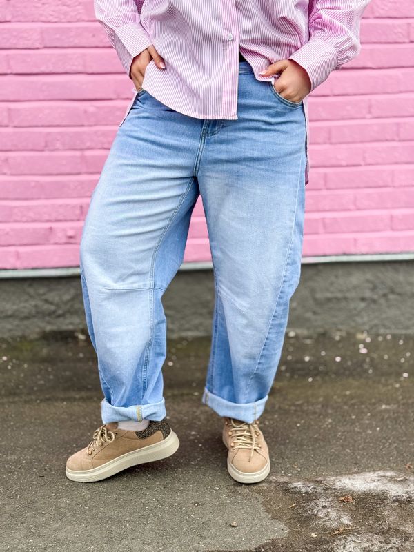 Light Denim Barrel Jeans