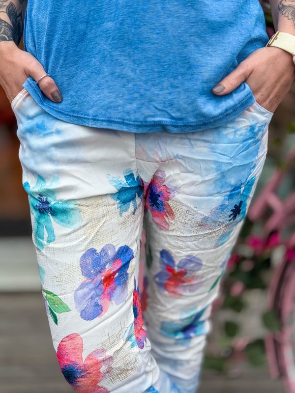 Shiny Flower Stretchy Pant
