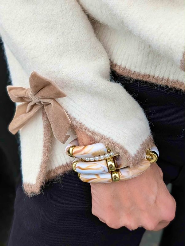 Velour Bow Cardigan