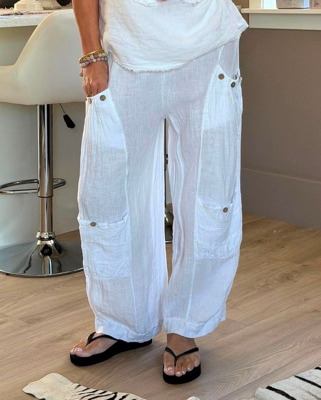Comfy Button Linen Pant