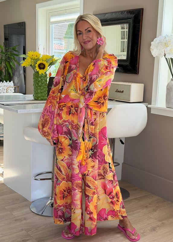 Big Flower Jumpsuit Coconut Milk