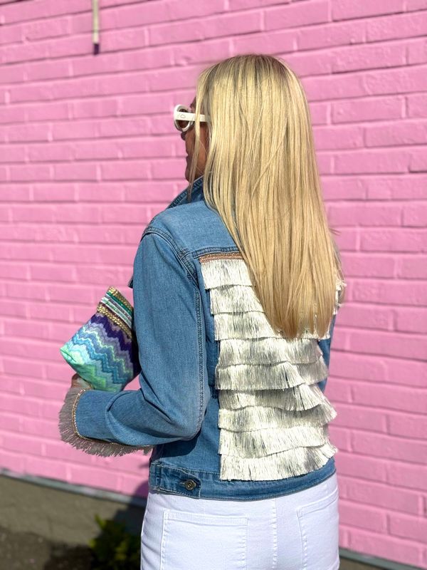 Denim Fringe Jacket Pho Firenze
