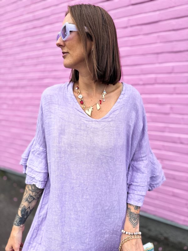 Ruffle Linen Dress