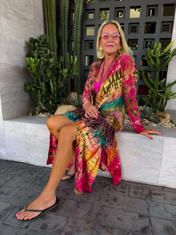 Tie Dye Fringe Kimono