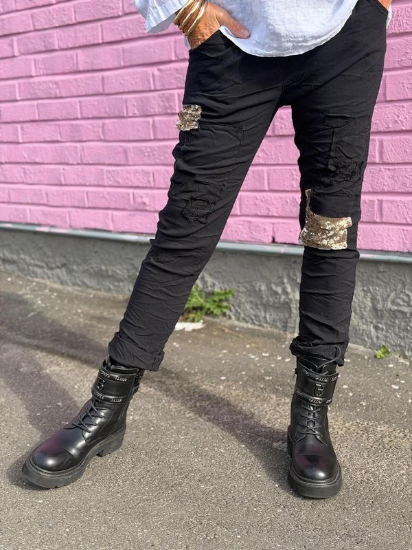 Stretchy Sequin Patch Pant