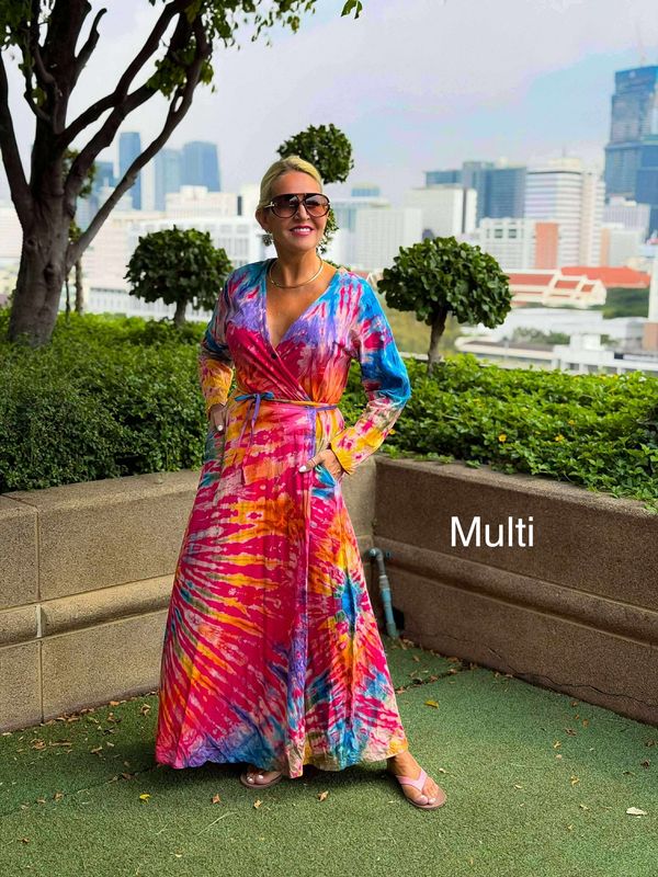 Tie Dye Wrap Dress