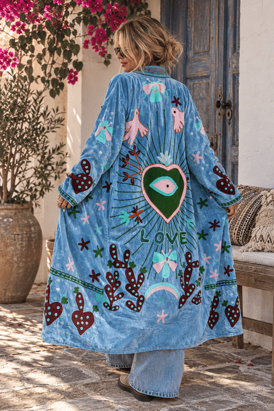 Suzani Velvet Long Kimono Qnuz