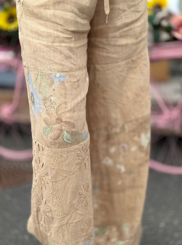 Flower Boho Linen Pant