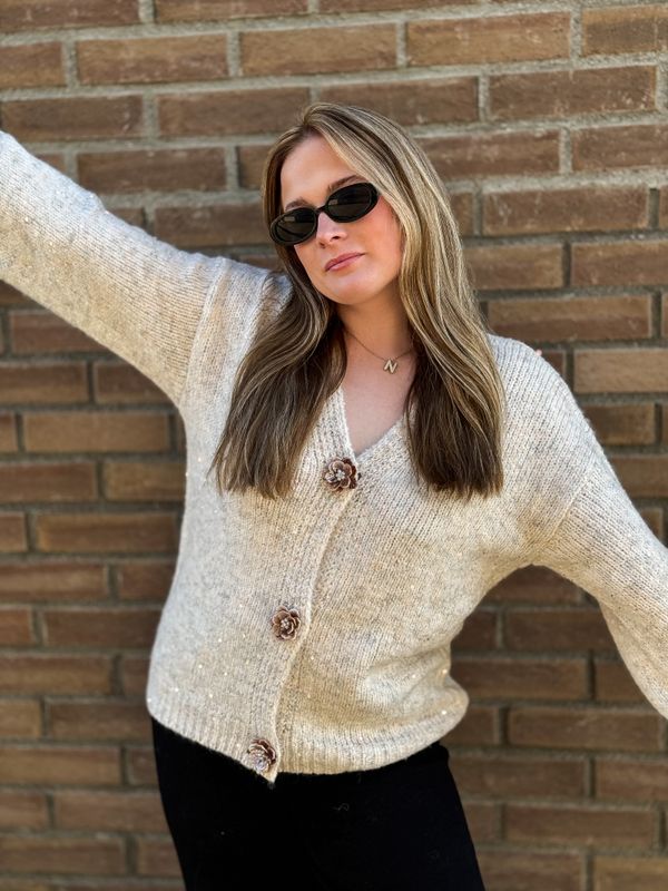 Sequin Flower Cardigan