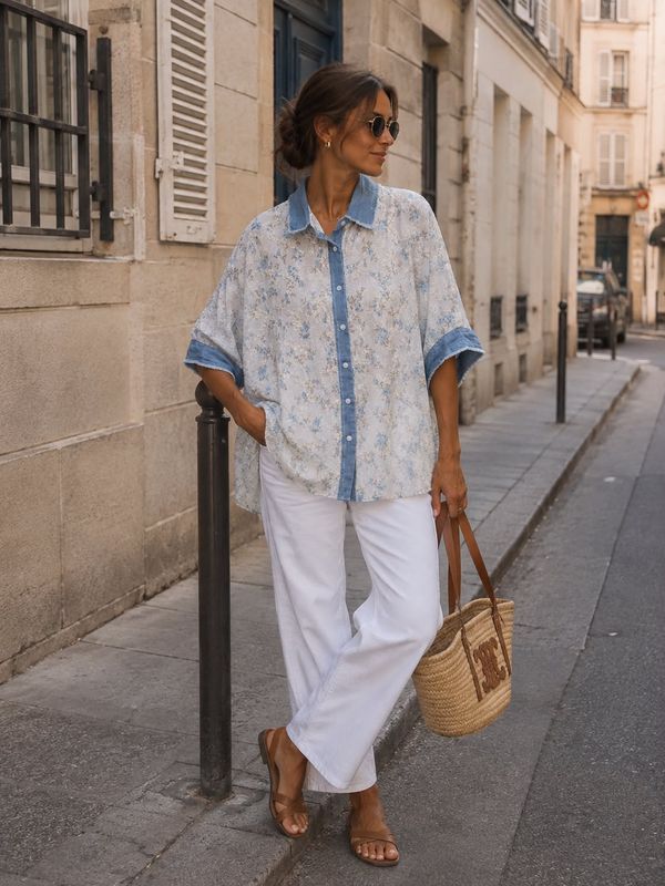 Flower Oversized Shirt Qnuz