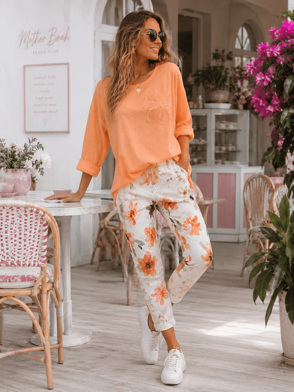Shiny Flower Stretchy Pant