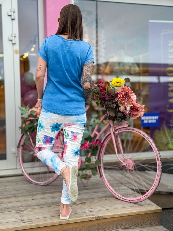 Shiny Flower Stretchy Pant