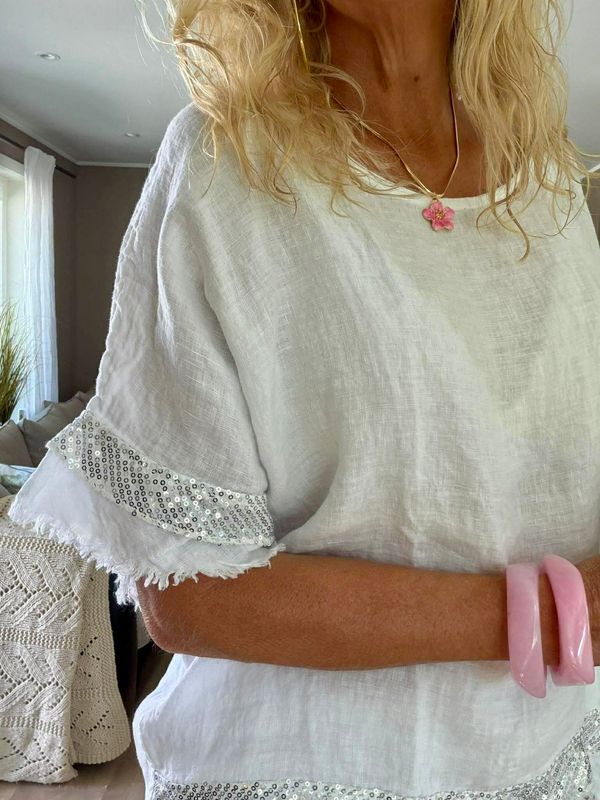 Sequin Linen Tee