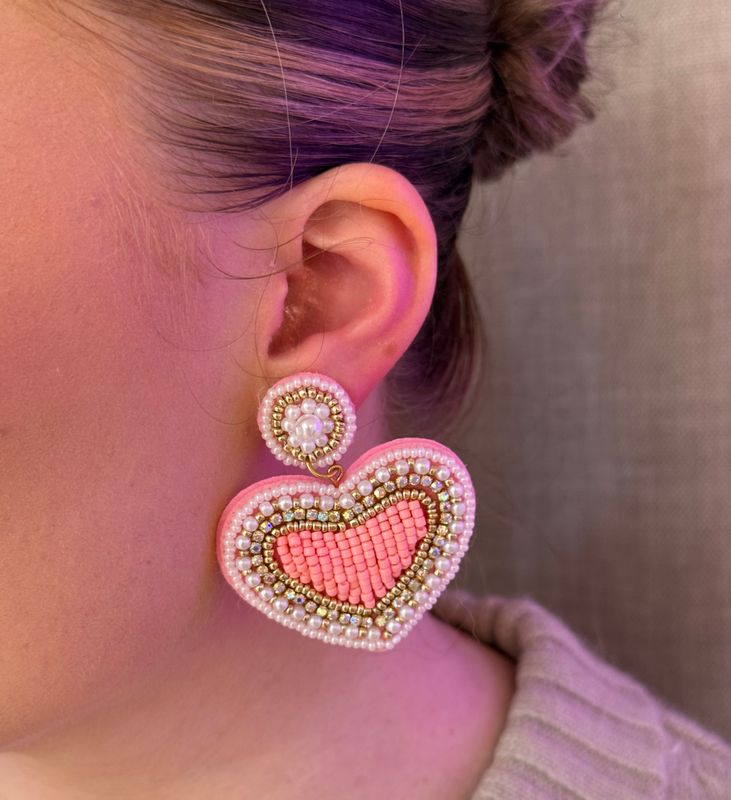 Pearl Heart Earrings