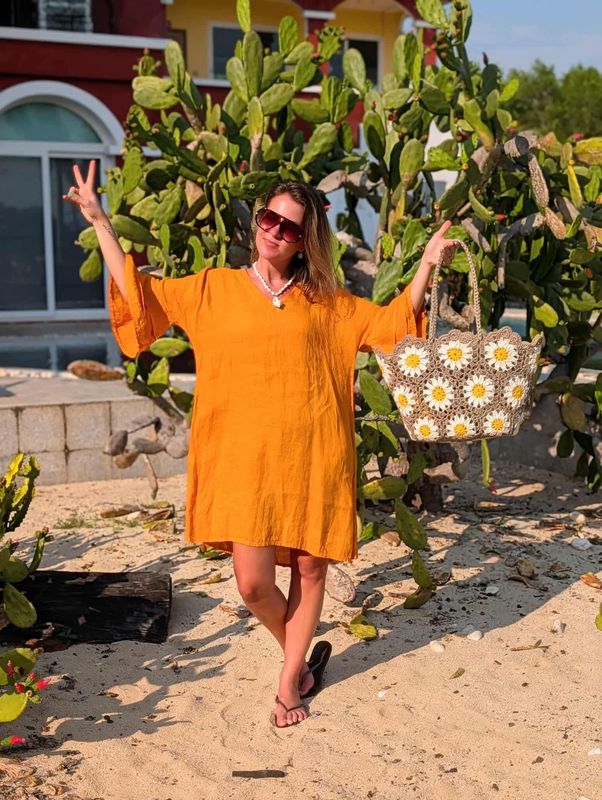 Ruffle Linen Dress