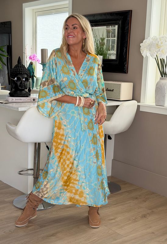 Bree Kimono Sunny Turquoise/Brown 