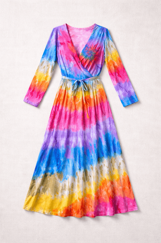 Tie Dye Wrap Dress
