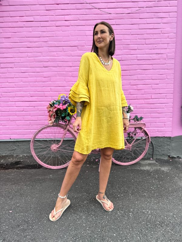 Ruffle Linen Dress