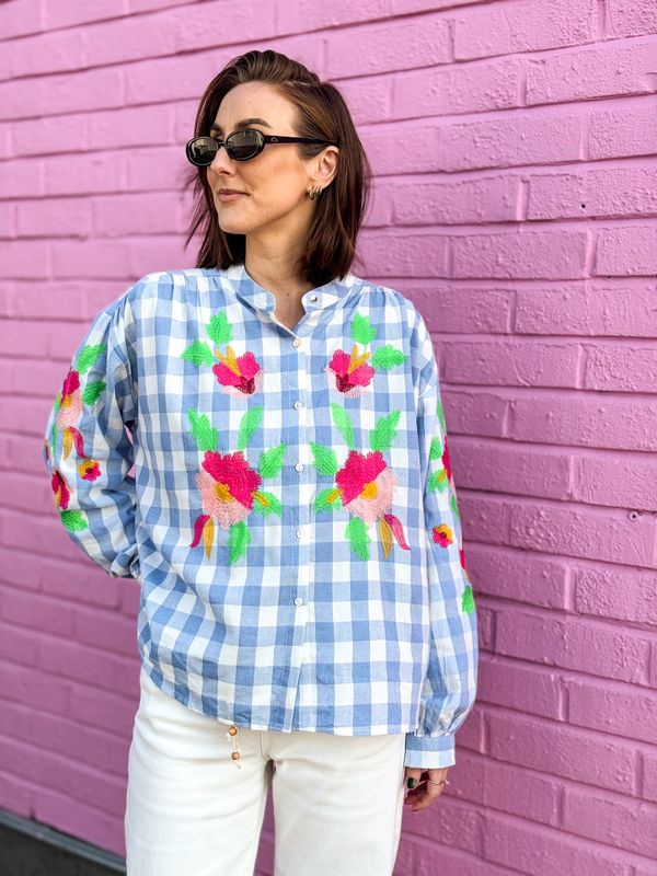 Boheme Checkered Blouse Qnuz
