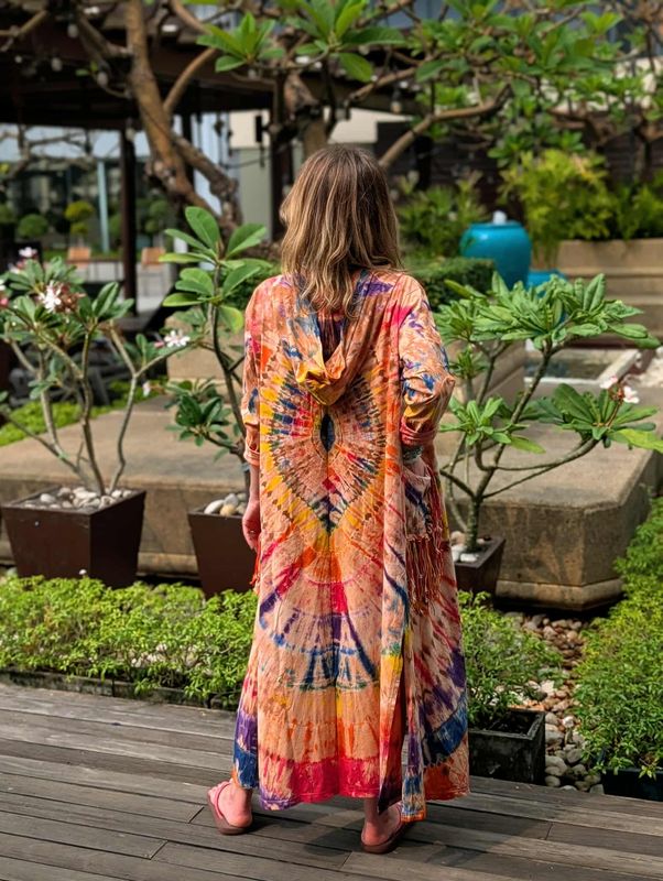 Tie Dye Fringe Kimono