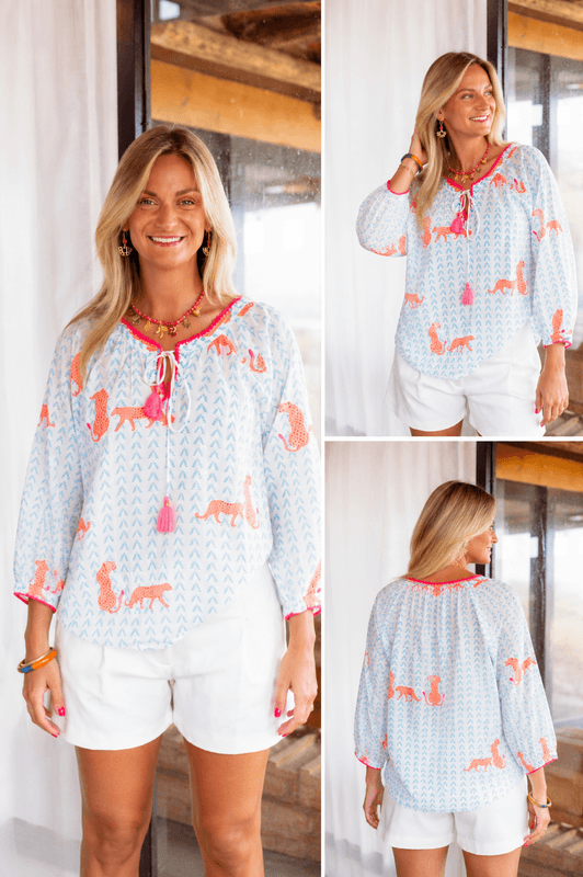 Orange Panther Blouse Place Du Soleil