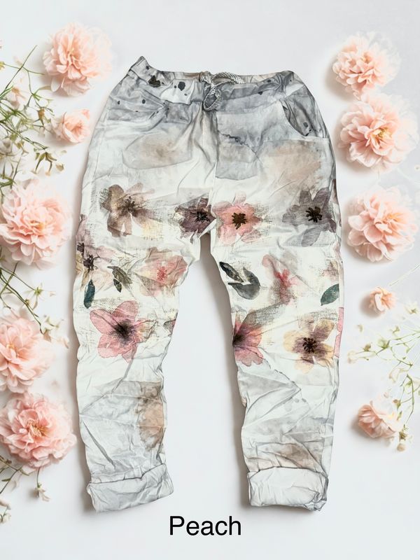 Shiny Flower Stretchy Pant
