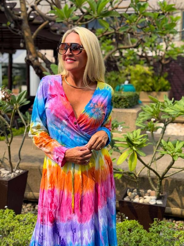 Tie Dye Wrap Dress