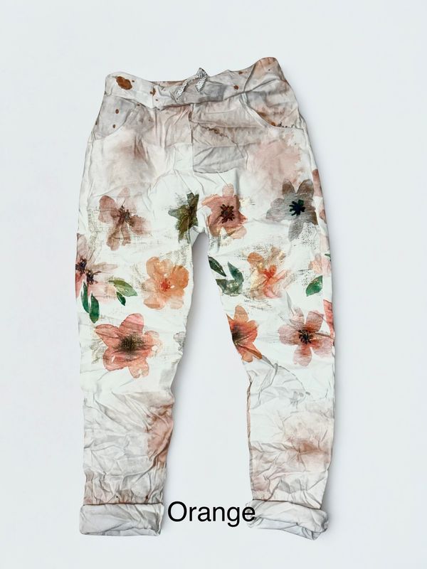 Shiny Flower Stretchy Pant