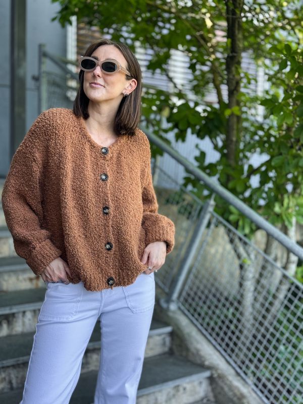 Button Bouclé Cardigan
