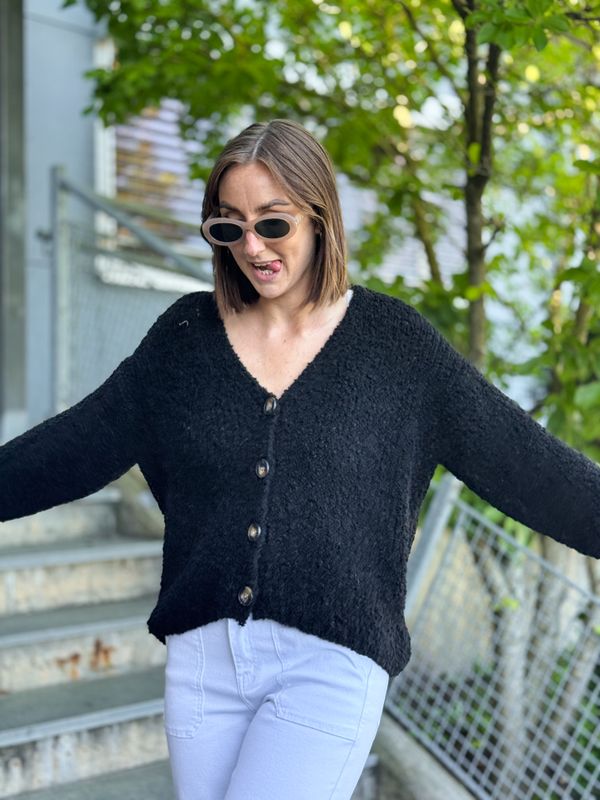 Button Bouclé Cardigan