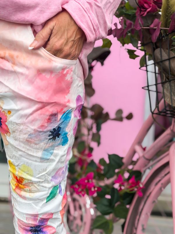 Shiny Flower Stretchy Pant