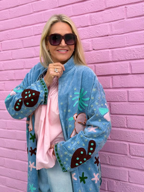 Long Suzani Blue Jacket Love Forever
